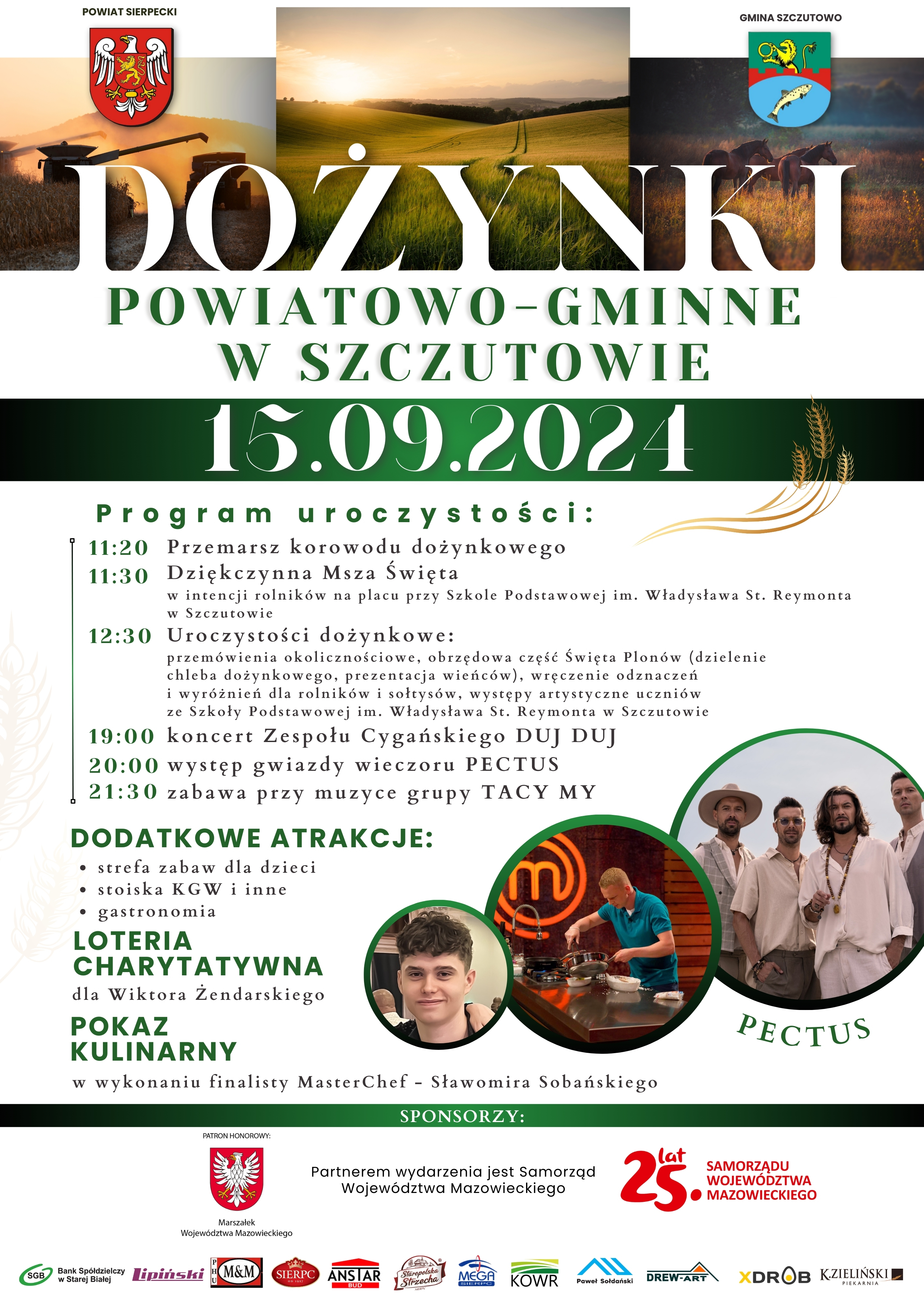 Plakat zapraszający na Dożynki Powiatowo Gminne w Szczutowie